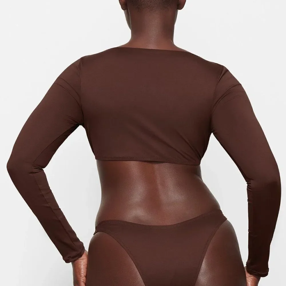 SKIMS Women's Cocoa Signature Swim Long Sleeve Shrug Size 3X